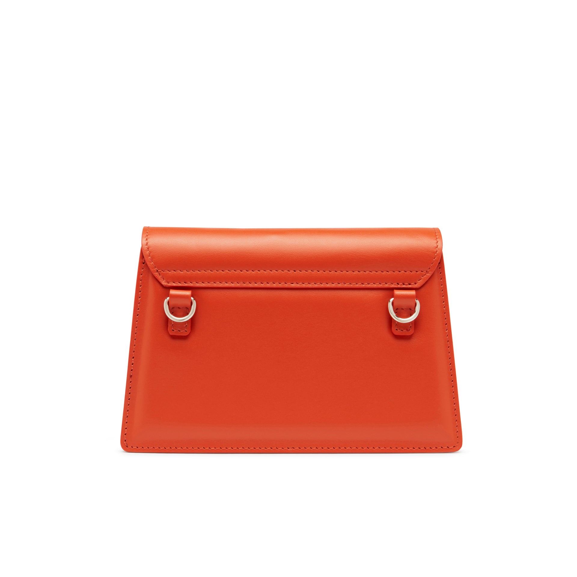 retro borsa in pelle arancio con catena nickel
