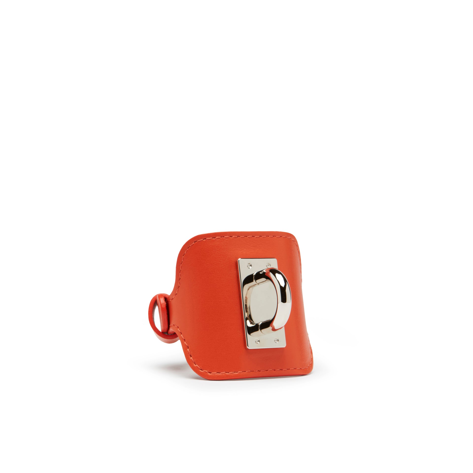 polsino in pelle color arancio e attacco in nickel