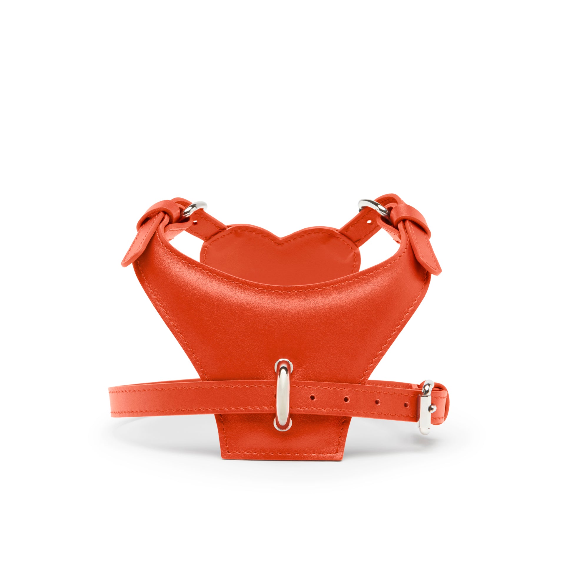 retro pettorina in pelle a forma di cuore color arancio