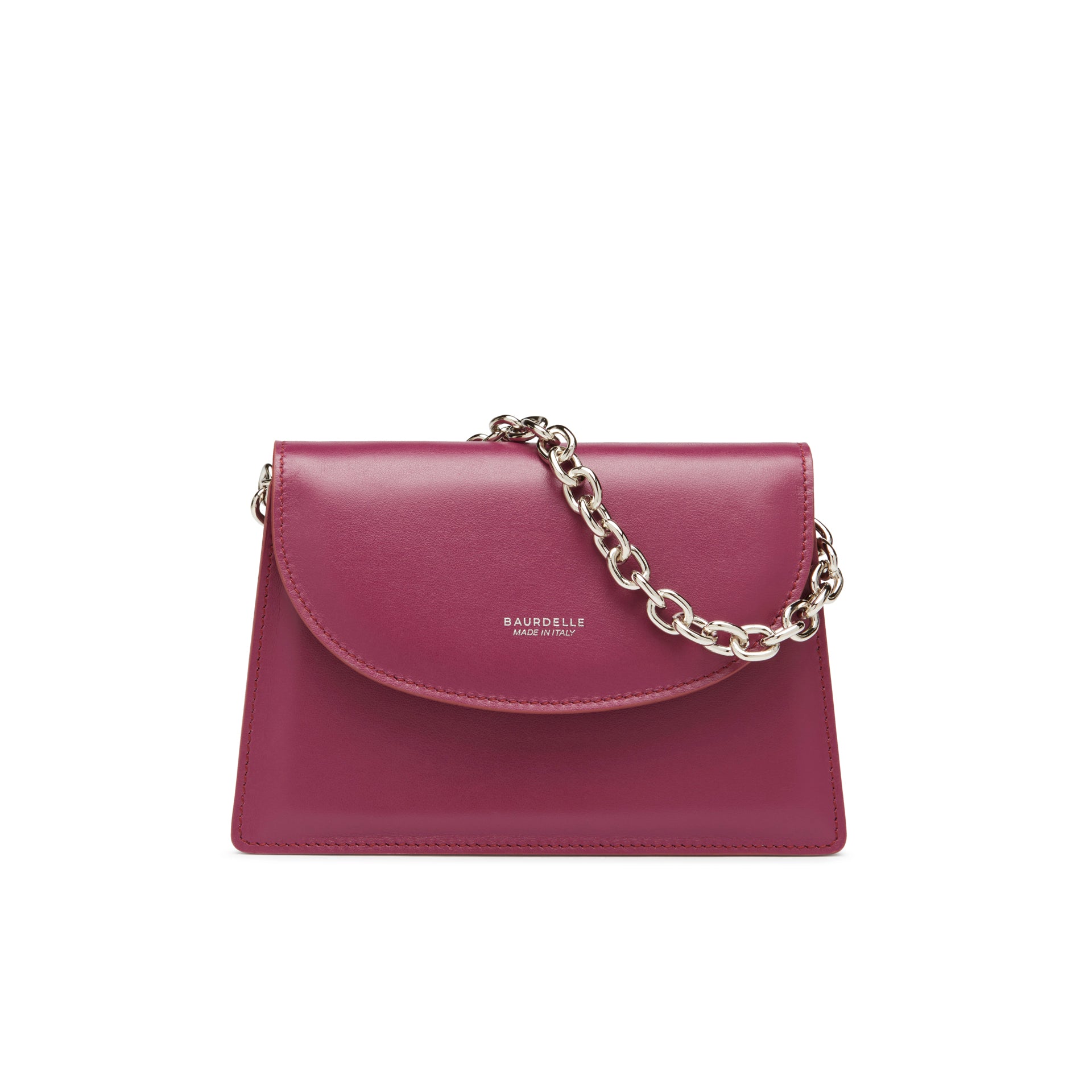 borsa in pelle vinaccia con catena nickel