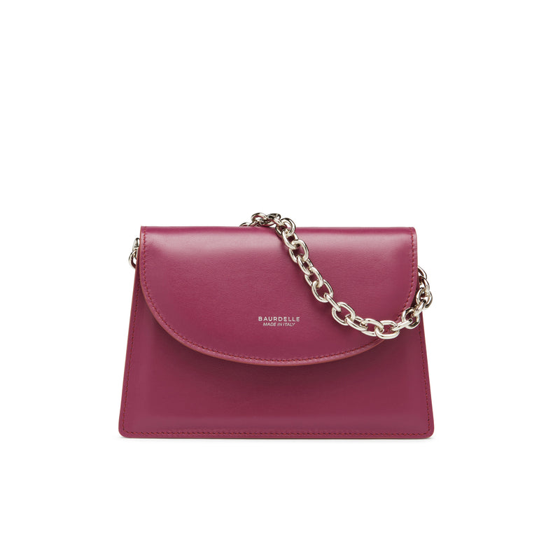 borsa in pelle vinaccia con catena nickel