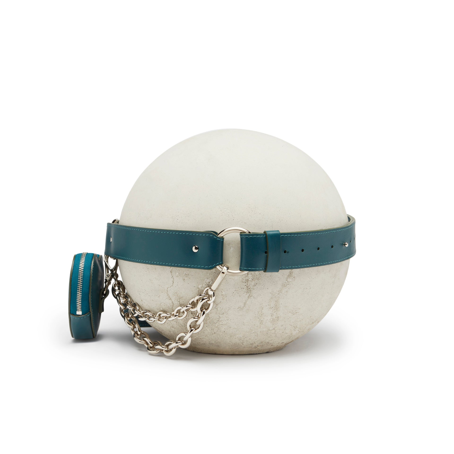retro Cintura multi pouch in pelle ottanio con borsetta, borsellino a forma di cuore e catene nickel  